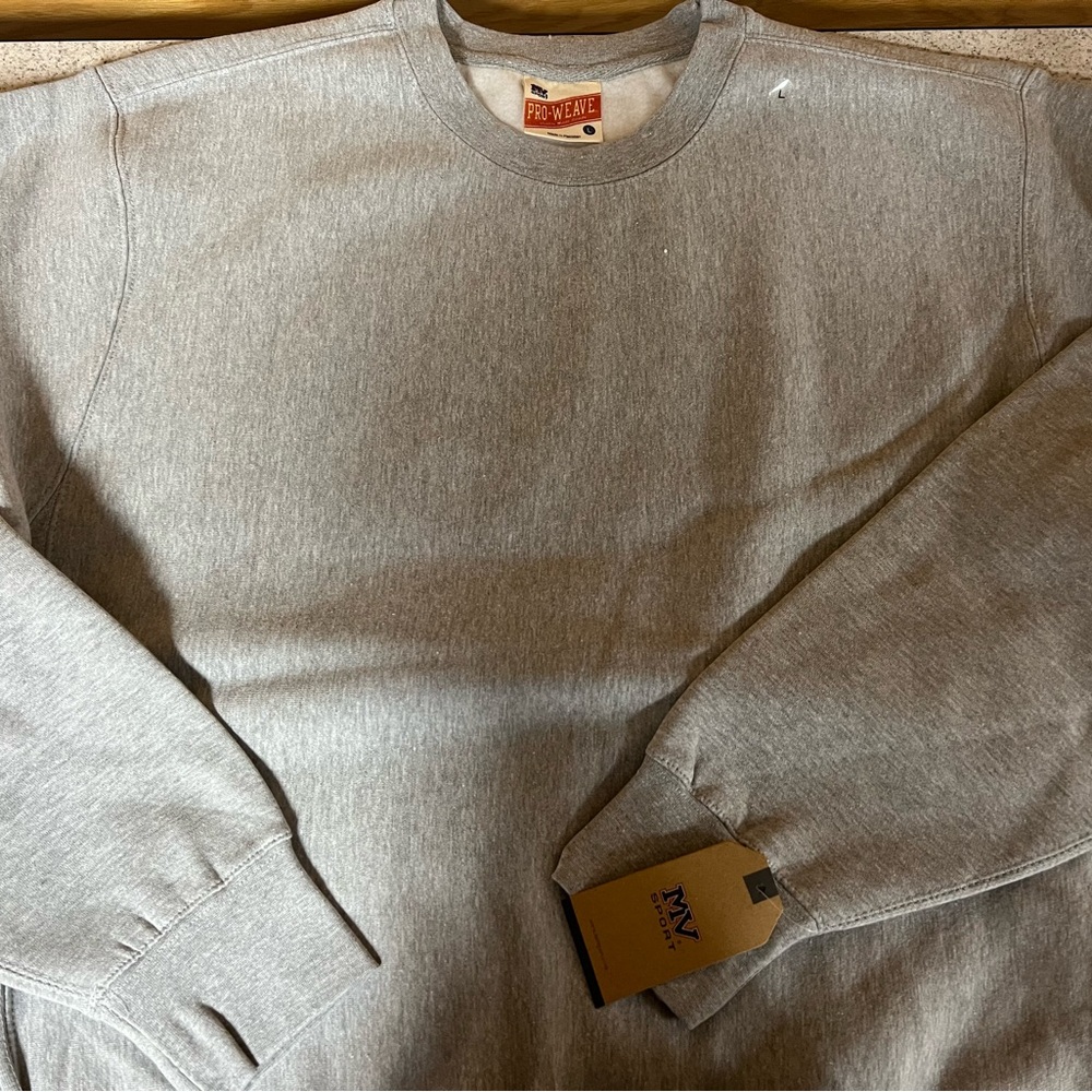 MV sport Pro weave Grey Crewneck Sweatshirts NWT size large - Picture 2 of 4